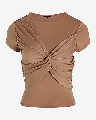Body Contour Compression Crew Neck Twist Front Tee