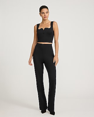 Signature Ponte Curved Sweetheart Neckline Cropped Tank