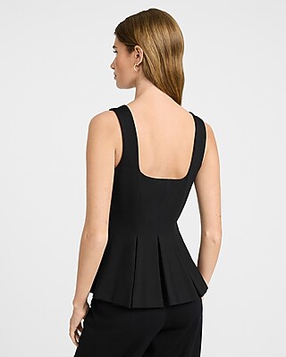 Signature Ponte Sweetheart Peplum Tank in Warm Ivory - image 2