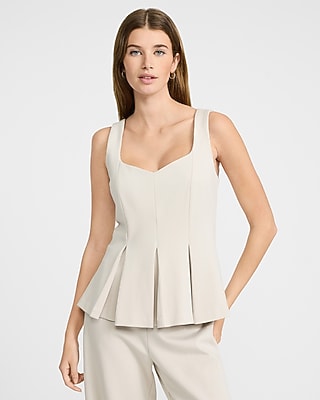 Signature Ponte Sweetheart Peplum Tank in Warm Ivory - image 5