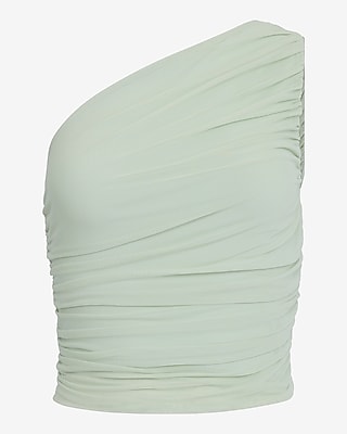 Mesh One Shoulder Ruched Tank