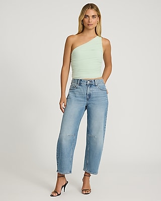 Mesh One Shoulder Ruched Tank