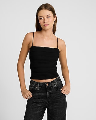 Two Piece Set: Linen-blend Square Neck Cami + Linen-blend High Waisted Wide Leg Pull On Pant