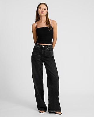 Mesh Square Neck Ruched Cropped Cami