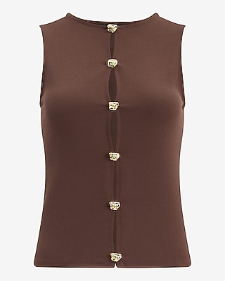 Studio Stretch Crepe Novelty Hardware Keyhole Tank