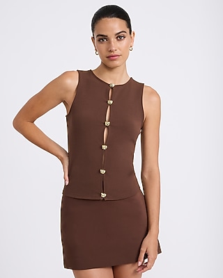 Studio Stretch Crepe Novelty Hardware Keyhole Tank