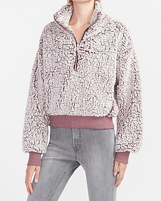 Express one eleven oversized sherpa fleece sweatshirt sale