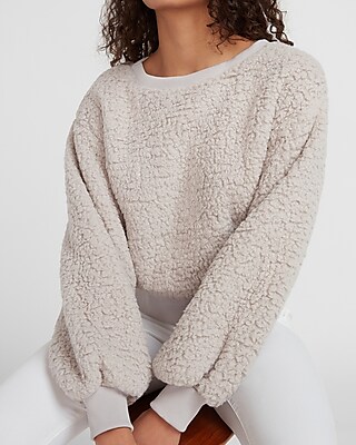 Gap sherpa crewneck sweatshirt hot sale