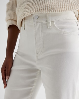 High Waisted White Ripped '90s Bootcut Jeans