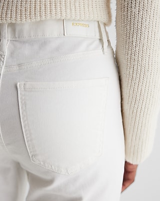 High Waisted White Ripped '90s Bootcut Jeans