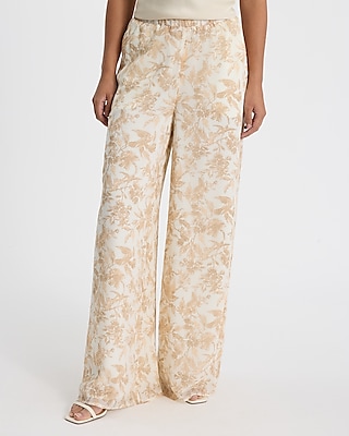 Super High Waisted Printed Wide Leg Pull On Pant