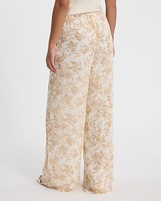 Super High Waisted Printed Wide Leg Pull On Pant