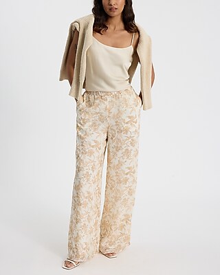 Super High Waisted Printed Wide Leg Pull On Pant