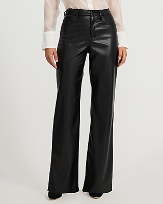 High Waisted Faux Leather Wide Leg Pant | Express
