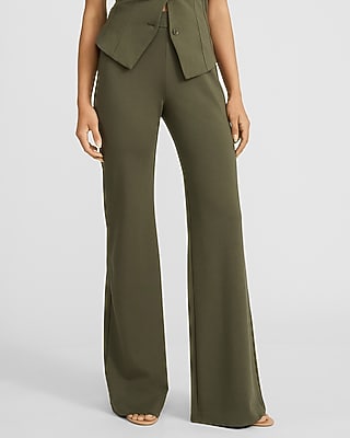 Pull-on Signature Ponte Olive Green High Waisted Flare Trouser