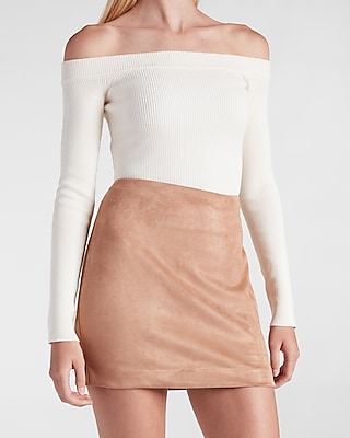 Faux-Suede Mini Skirt