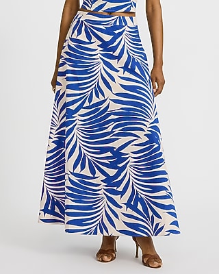 Printed High Waisted Side Slit Maxi Skirt