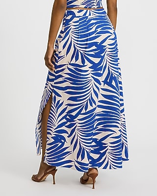 Printed High Waisted Side Slit Maxi Skirt