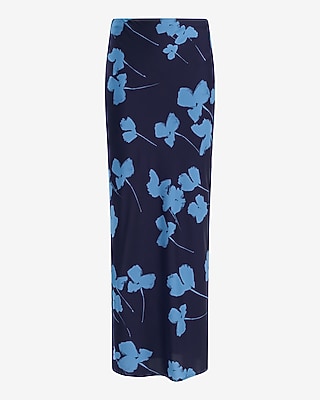 Satin Floral High Waisted Maxi Slip Skirt