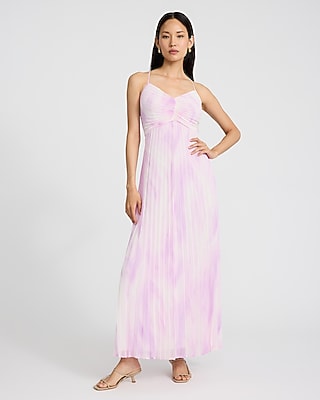 Printed Pleated Sleeveless Maxi Dress