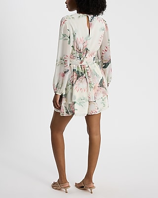 Floral V-Neck Surplice Tie Waist Romper