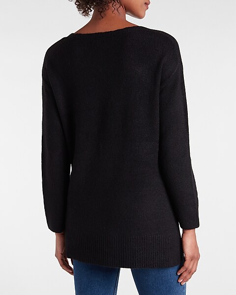 V-neck Side Slit Tunic Sweater | Express