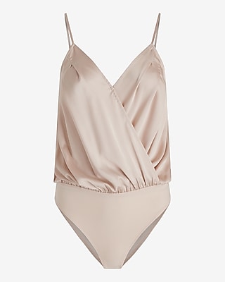 Satin Pleated Faux Wrap Cami Bodysuit - thumbnail 10