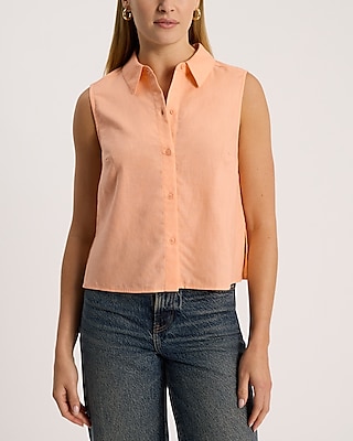 Linen-Blend Sleeveless Portofino Shirt
