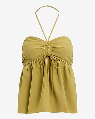 Ruched Tie Halter Sleeveless Top