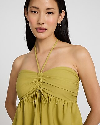 Ruched Tie Halter Sleeveless Top