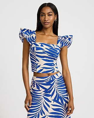 V-neck Flutter Sleeve Top | Express