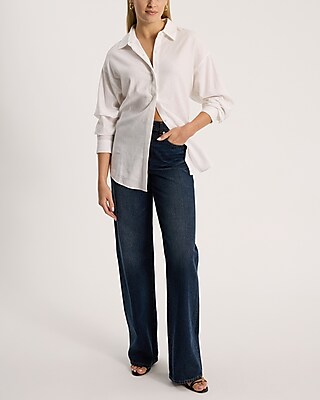 Linen-Blend Boyfriend Portofino Shirt