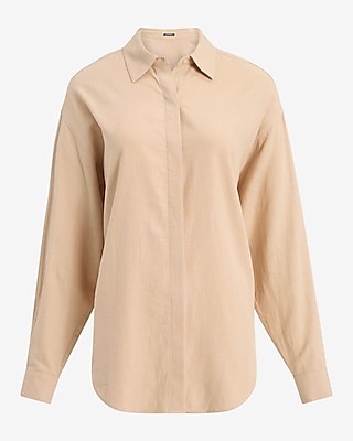 Linen-Blend Boyfriend Portofino Shirt