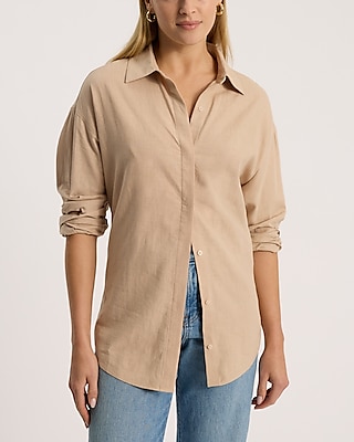 Linen-Blend Boyfriend Portofino Shirt