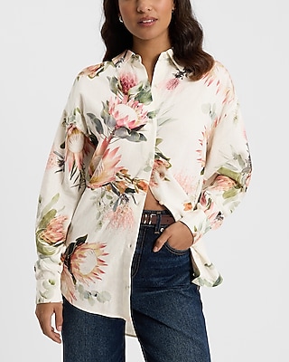 PerfumeCloset　FLOWER SHIRT BLOUSE 半袖　紺色 ZARA Flowy Printed Shirt Blouse Jewel Birds Floral Flowers