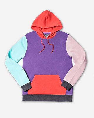 purple color block hoodie