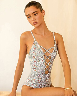 Dippin' Daisy's Floral Print Criss-cross One-piece Swimsuit