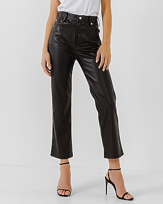 Mango Faux Leather Trousers, Black, XXS