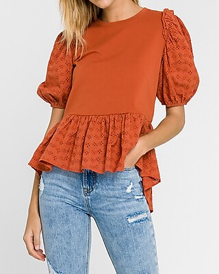 burnt orange peplum top