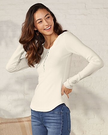 Upwest Cropped Henley Cozy Rib Tee