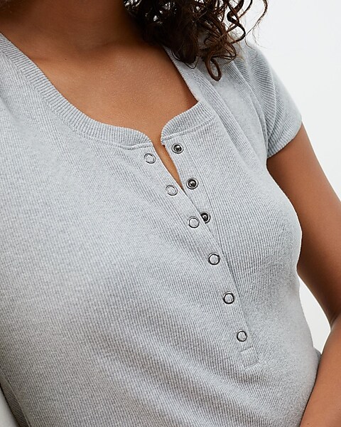 Upwest Cropped Henley Cozy Rib Tee