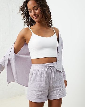 2PCS Women Sleepwear Summer Casual Bodycon Striped Crop Top and Shorts –  Shop68express