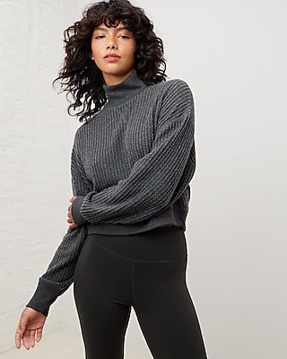 Cotton On cozy crew neck cropped pullover in black