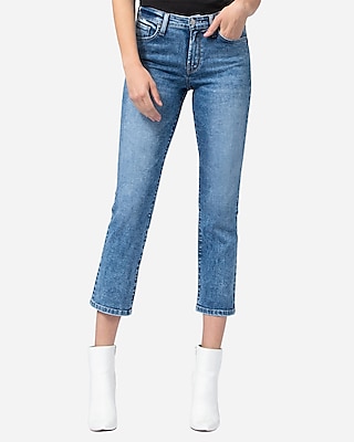 mid rise cropped straight leg jeans