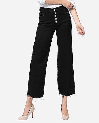 high waisted black wide leg jeans