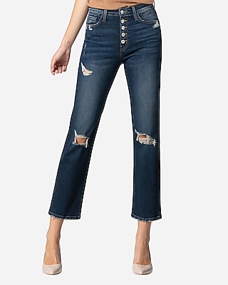 button fly cropped jeans