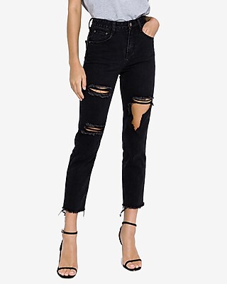 black distressed mom jeans womens