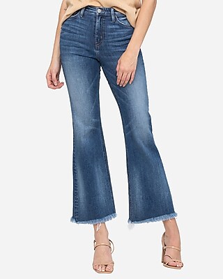 high waisted flare jeans short