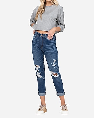 ripped stretch mom jeans
