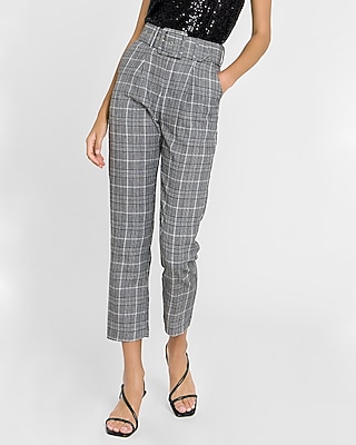 high waisted tartan trousers